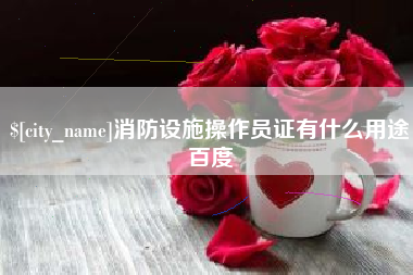 海西消防设施操作员证有什么用途百度